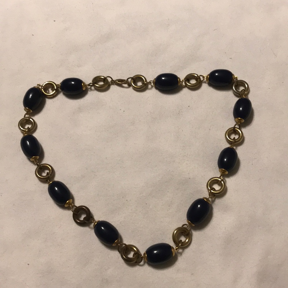 Necklace. Midnight blue/dark gold